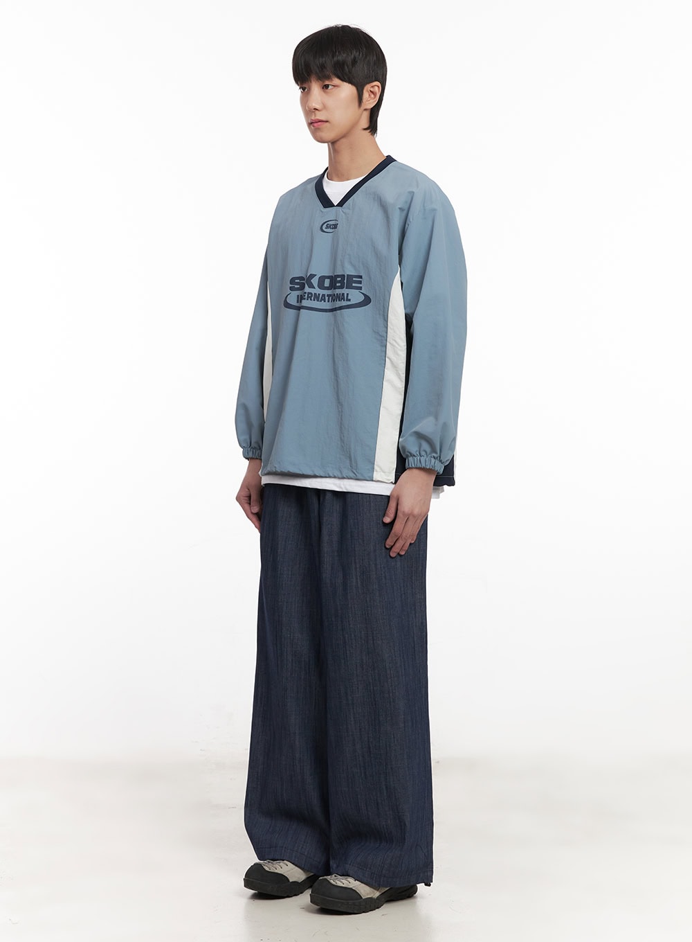 Men's Denim Wide-Leg Sweatpants (Blue) IM518